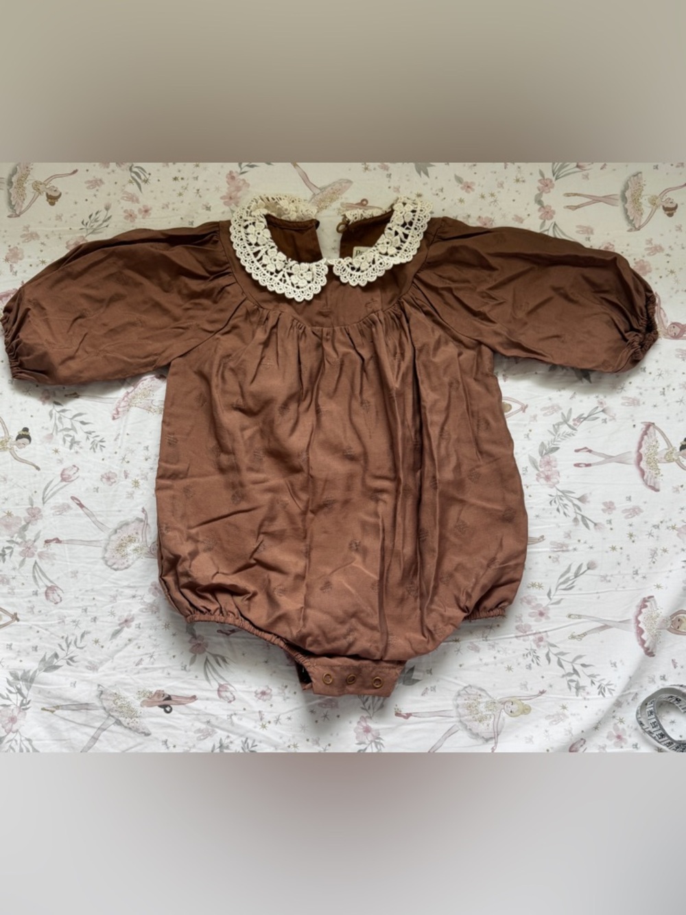 Pastel European Toddler Girls Textured Romper – Desert Sand | 18–24M | NWT